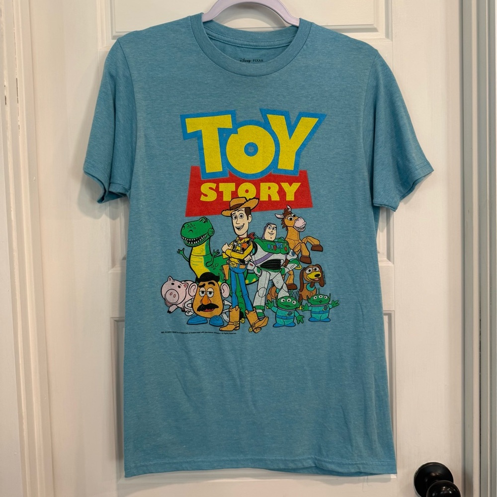 Disney Pixar Toy Story Characters Graphic T-Shirt Blue Heathered Size S EUC